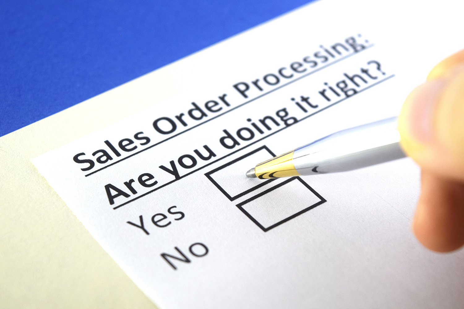 One person is answering question about sales order processing.